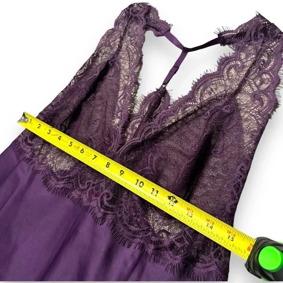 Adore Me Zandy Plum Silk and Lace Racerback Slip/Nightie with Adjustable Straps - Picture 14 of 14